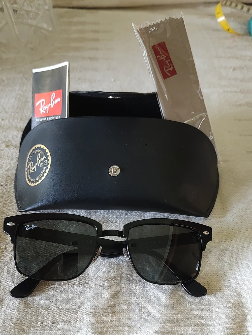 Ray-Ban Black Clubmaster Style Sunglasses with Black Case